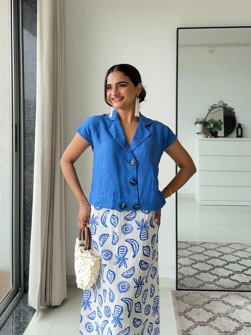 BLUE LAGOON - PRINTED LINEN CO-ORD SET