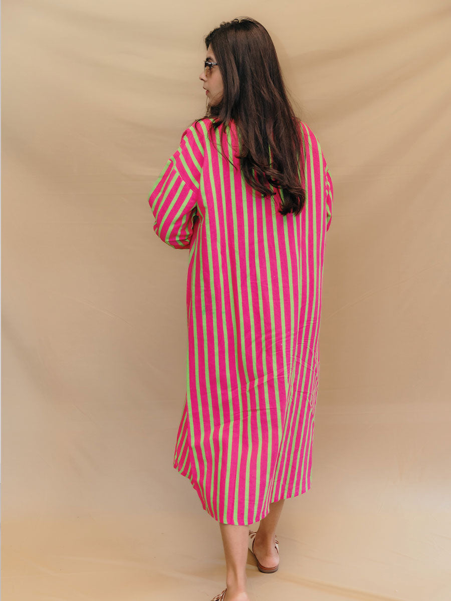 LINEN POCKET KAFTAN DRESS