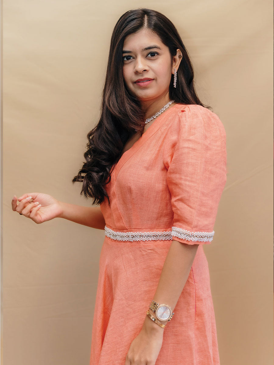 Surya Anarkali Linen Dress Festive, Flowy & Modern Lino Clothing Surya Anarkali Linen Dress Festive, Flowy & Modern Lino Clothing