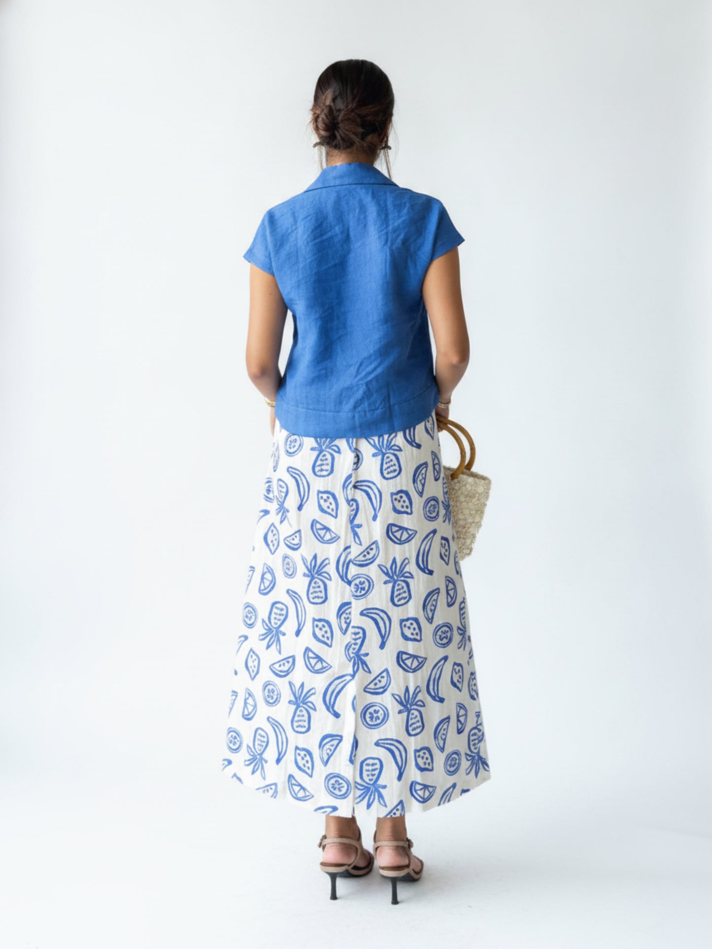 BLUE LAGOON - PRINTED LINEN SKIRT SET