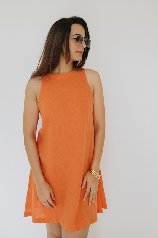 A-LINE SHORT LINEN DRESS