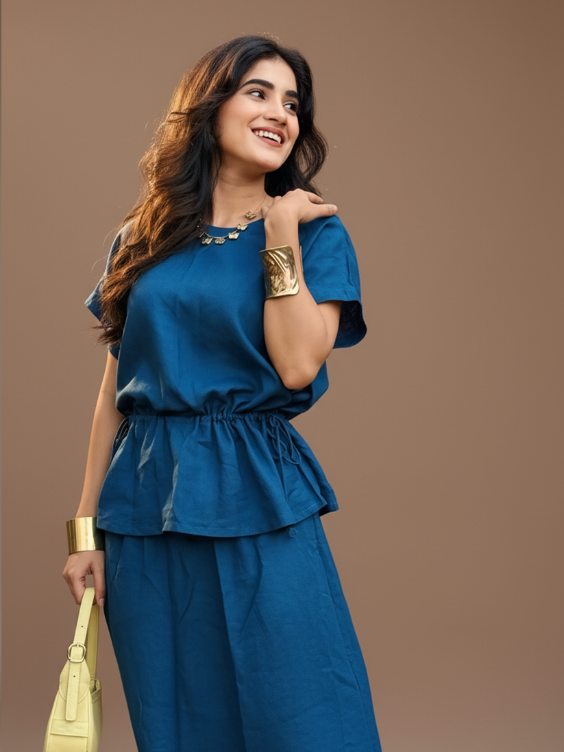 INDIGO HOUR LINEN CO-ORD SET