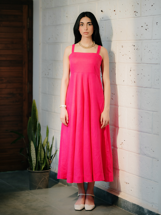 THE PEONY PINK LINEN DRESS