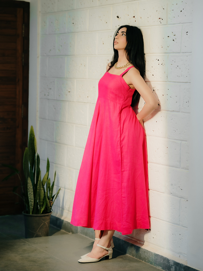 THE PEONY PINK LINEN DRESS