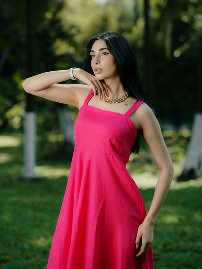 THE PEONY PINK LINEN DRESS