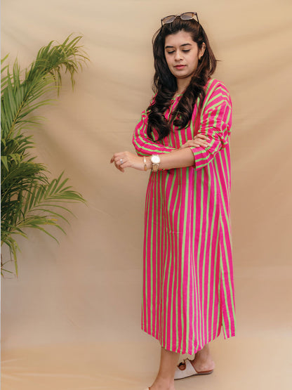 LINEN POCKET KAFTAN DRESS