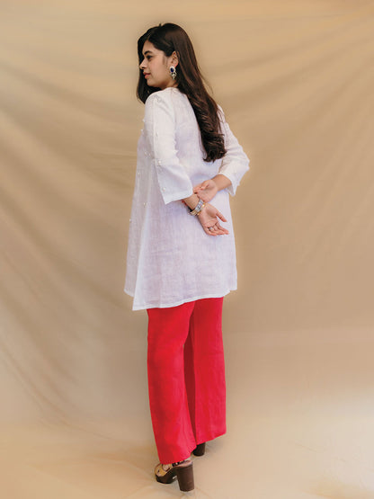 SHUBHRA LINEN PEARL KURTI SET