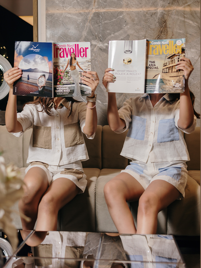 LINEN SHORTS CO-ORD SET WITH POCKETS