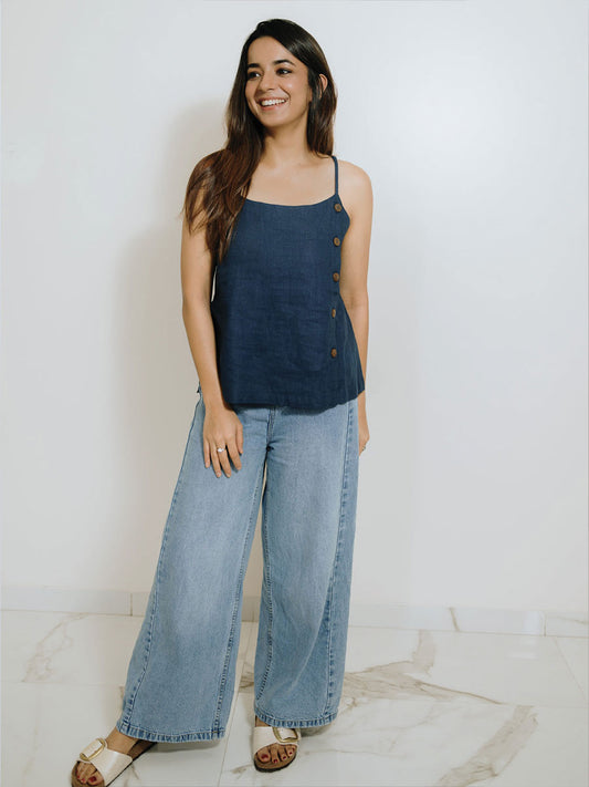 THE LINEN BUTTON TOP