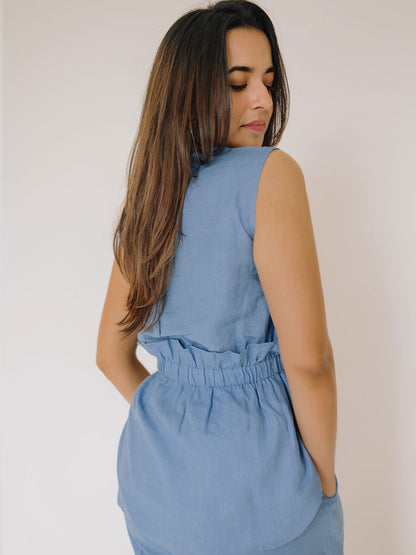 LINEN FRILL BOW CO-ORD SET