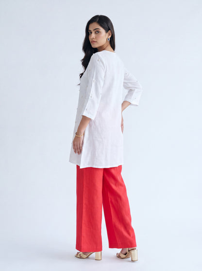 SHUBHRA LINEN PEARL KURTI SET