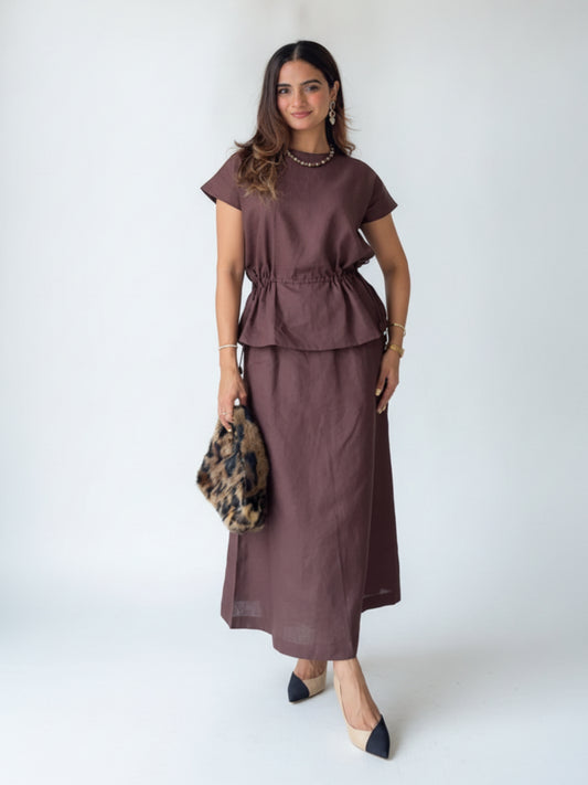 COCOA CALM LINEN CO-ORD SET