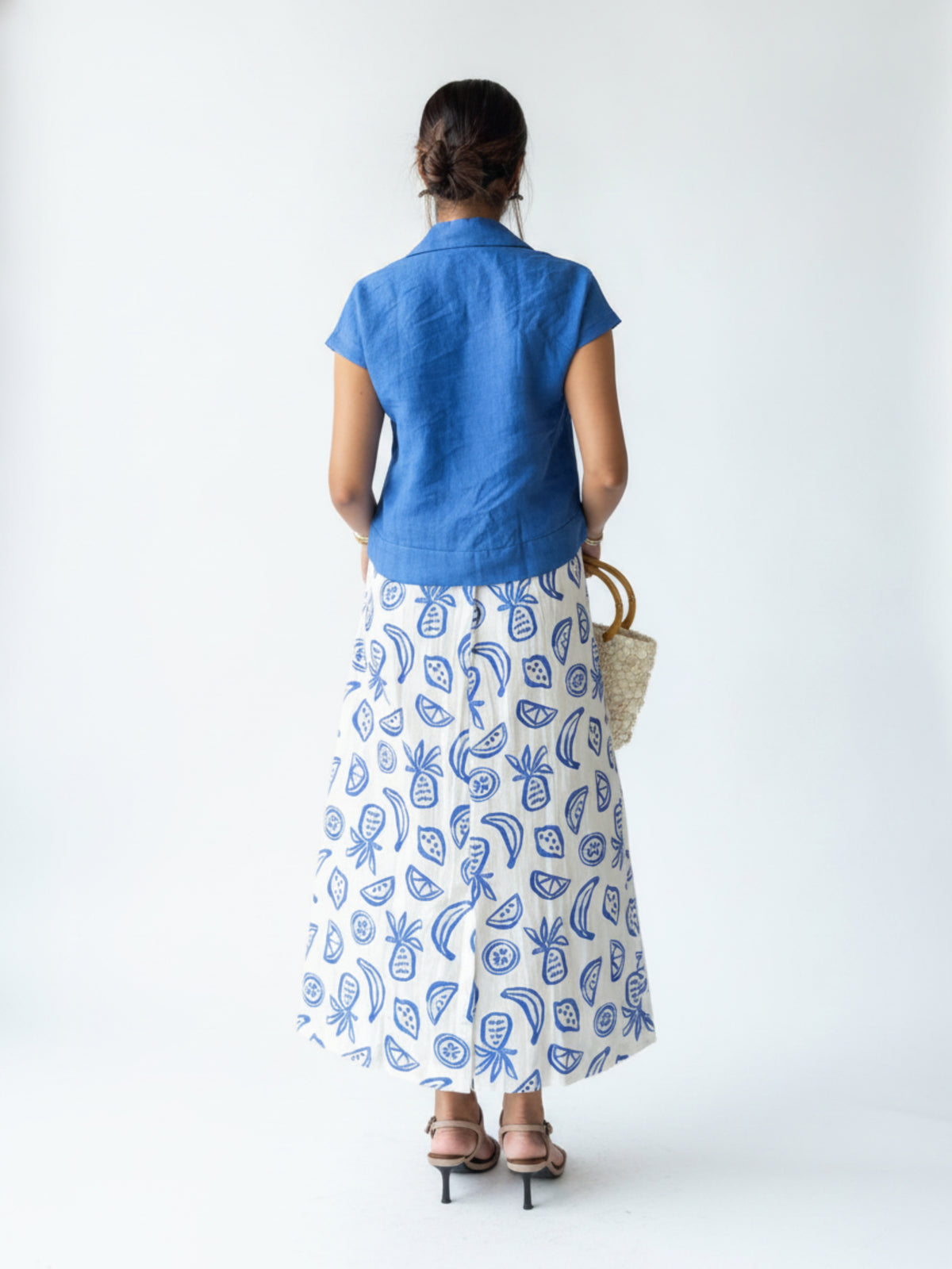 BLUE LAGOON - PRINTED LINEN SKIRT SET