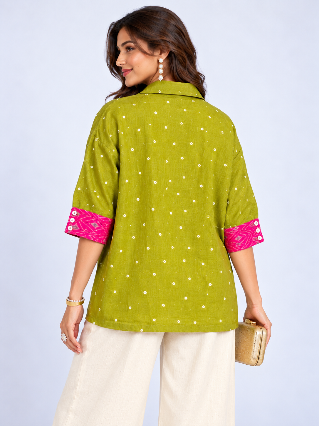 THE LIME BANDHANI LINEN OVERSIZED SHIRT