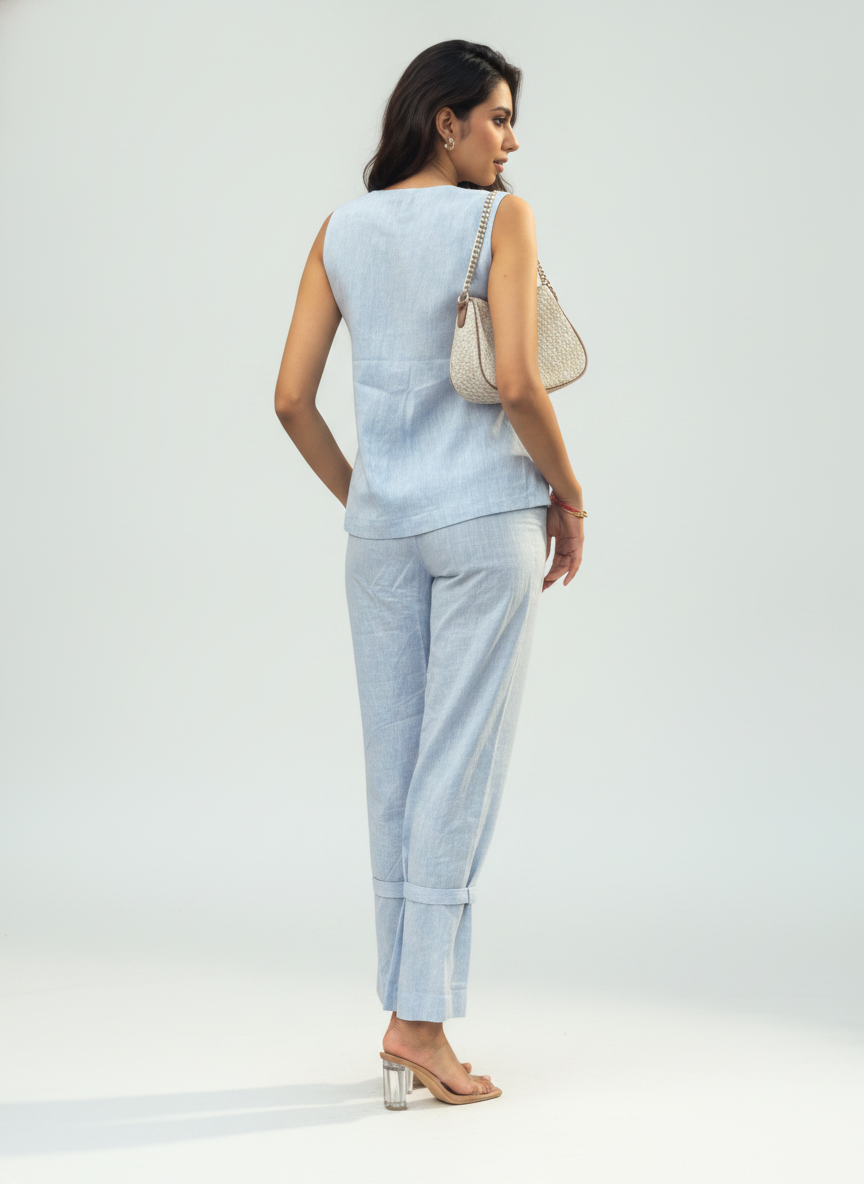 BLUE HAZE LINEN CO-ORD SET