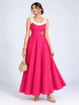 THE FUCHSIA BANDHANI LINEN DRESS
