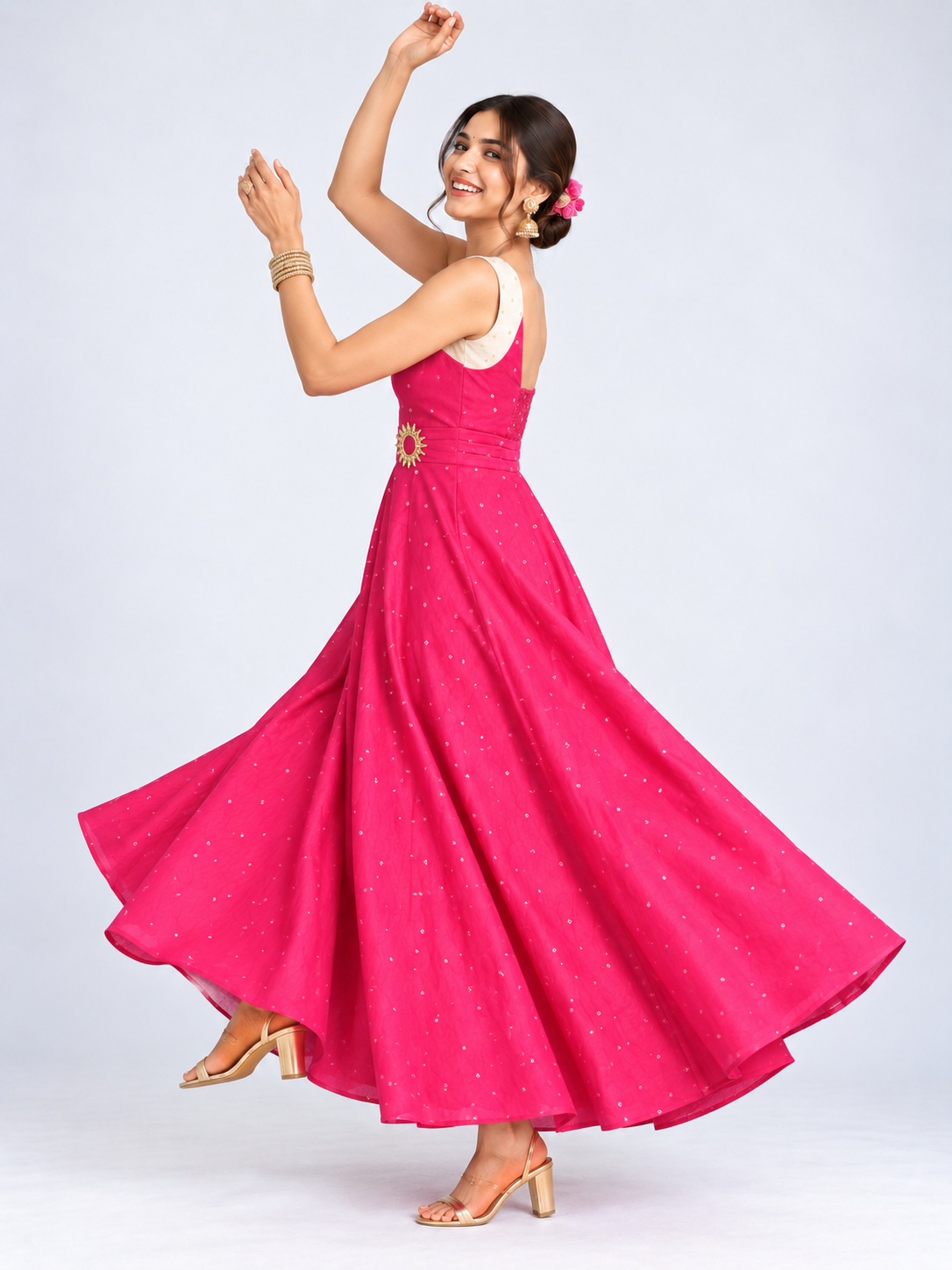THE FUCHSIA BANDHANI LINEN DRESS