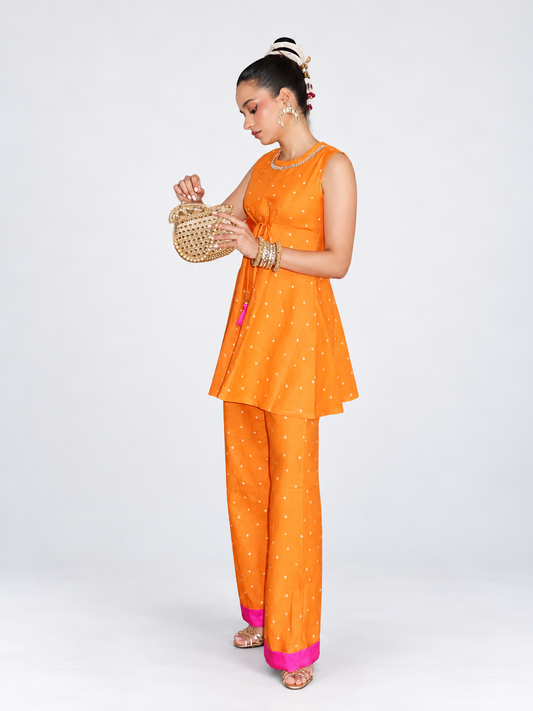 THE MARIGOLD BANDHANI LINEN SET
